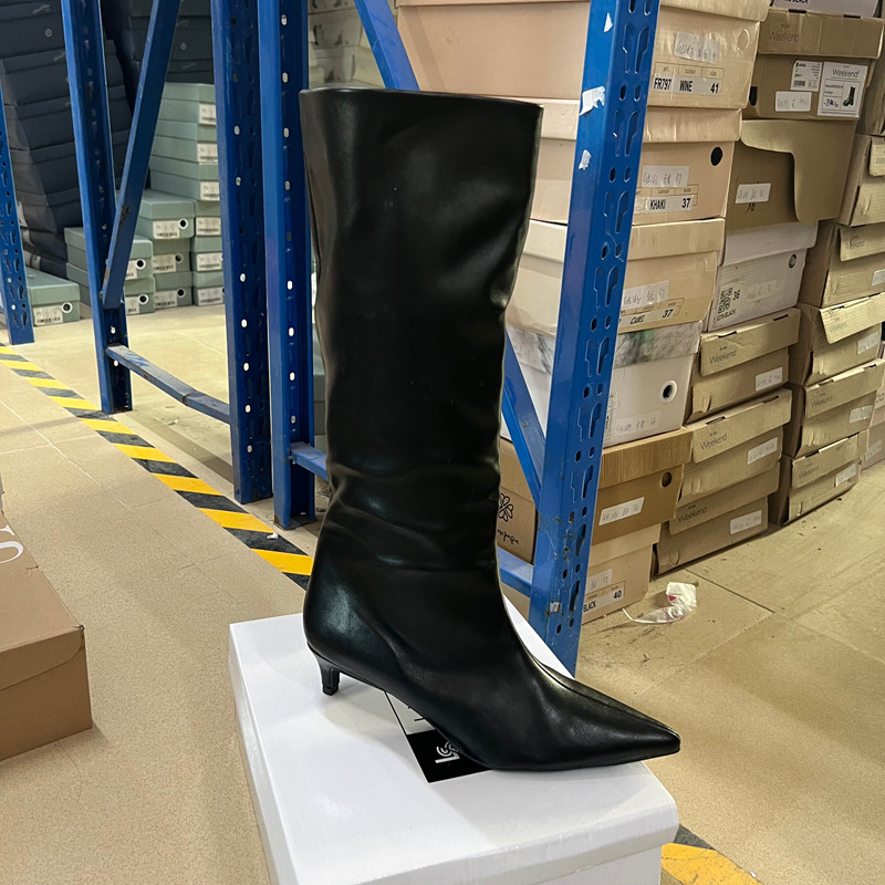 欧美风复古时尚女鞋尖头细跟侧拉链女冬季瘦瘦不过膝时装靴,女鞋,时装靴,淘宝优惠券,粉丝福利购,淘宝优惠卷