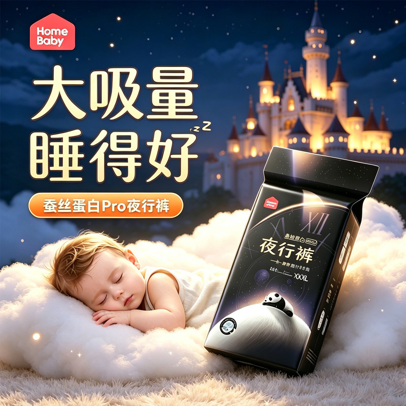 家得宝蚕丝蛋白夜行裤纸尿裤拉拉裤男女宝宝透气纸尿片尿不湿XXXL