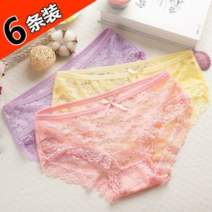 女士内裤 女蕾丝低腰火辣三角少女网纱性感超薄镂空纯棉都市夏丽人