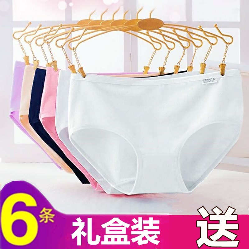 6条内裤女士纯棉全棉白色黑色