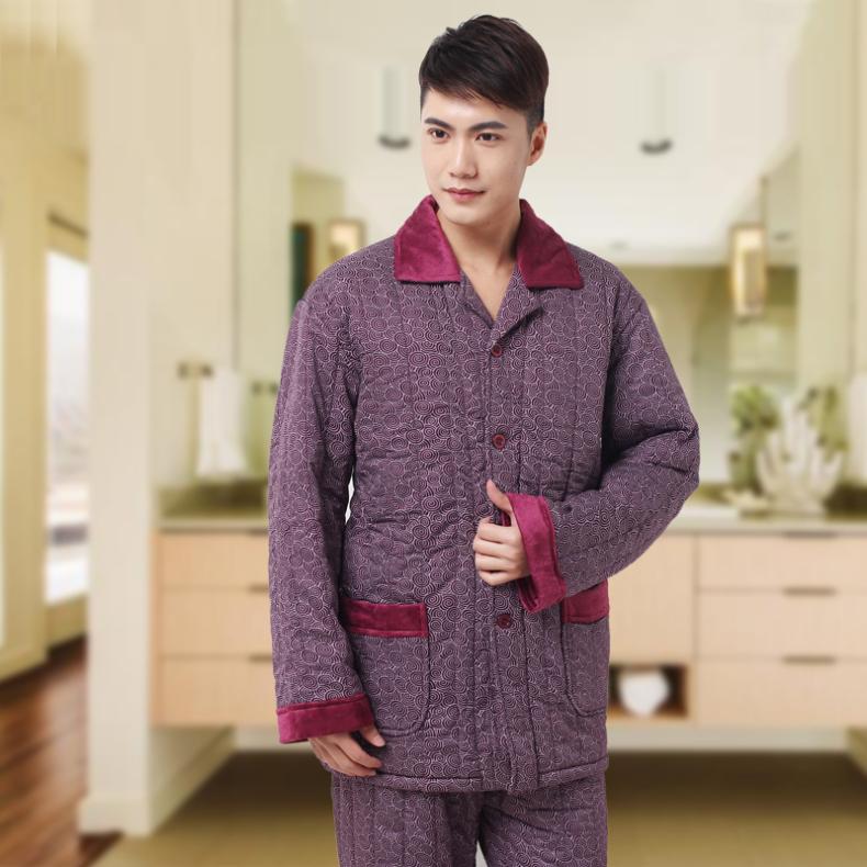 spiral/司派罗加厚睡衣男秋冬纯棉睡衣青年时尚休闲可外穿家居服