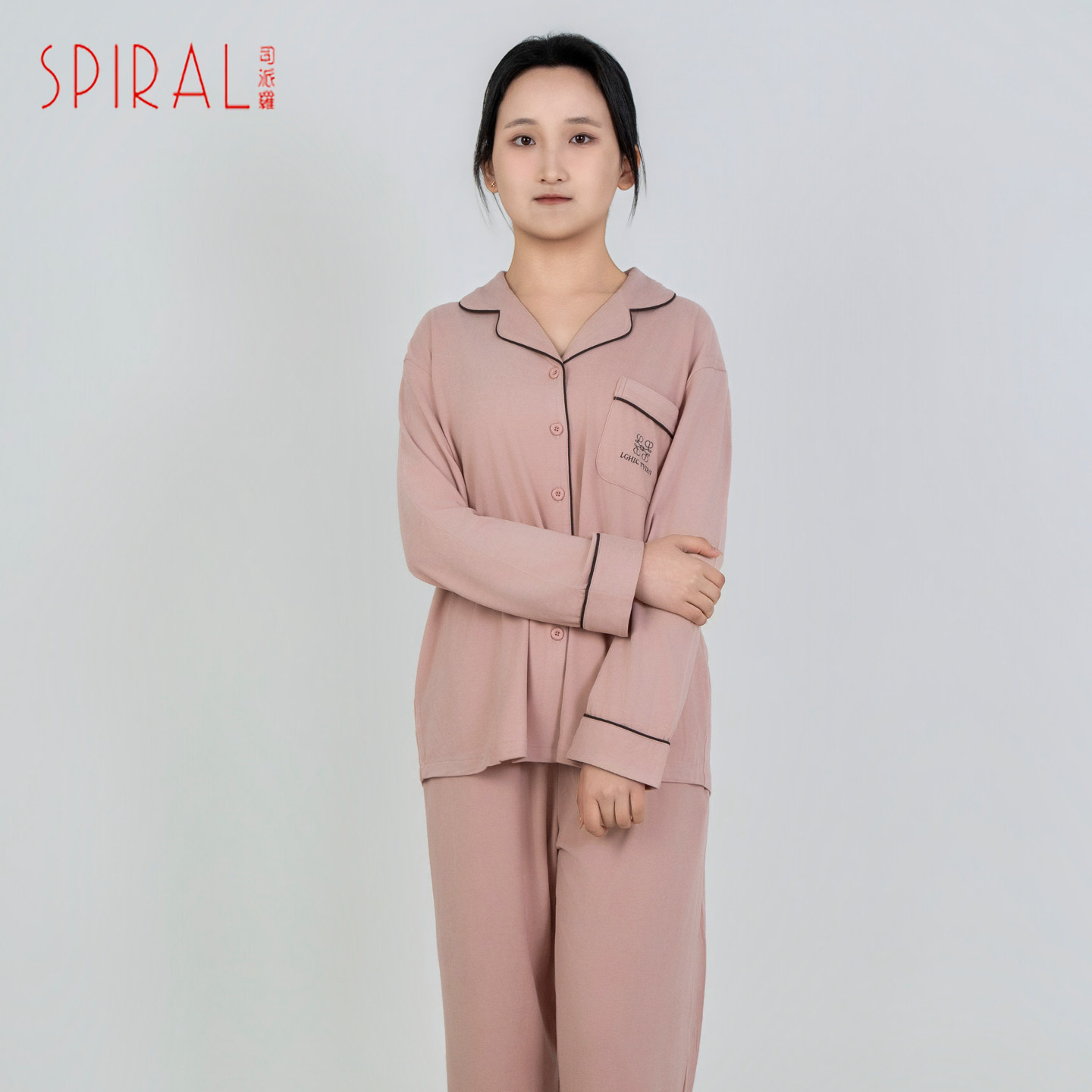 司派罗蛋白绒翻领长袖睡衣女春秋家居服套装可外穿休闲舒适