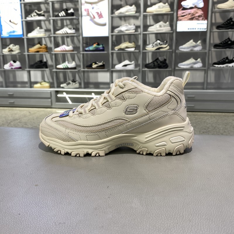 冬正品Skechers斯凯奇简约拼接加绒百搭女运动休闲老爹鞋896268