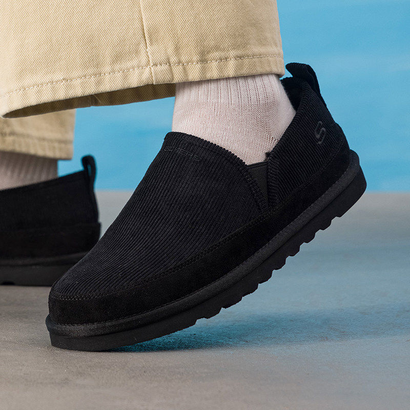 新款正品Skechers斯凯奇一脚穿保暖加绒男低帮运动休闲鞋205472