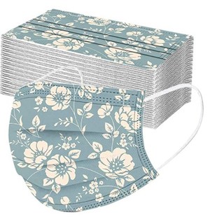 女流行气质潮 版 一次性女神三层真印花小花花卉口罩2025新款 时尚
