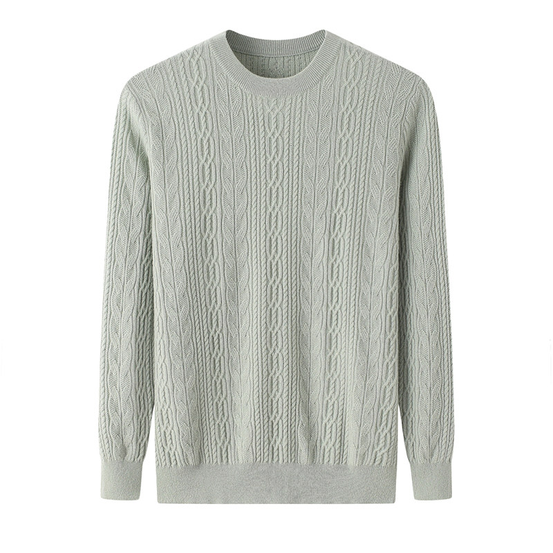 DONGPU 남자 캐시미어 스웨터 가을 겨울 새로운 순수 캐시미어 라운드 넥 패턴 슬림 니트 스웨터 바닥 풀오버 스웨터