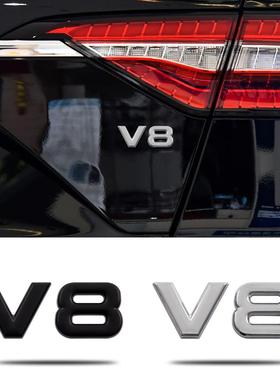 汽车金属车标V6V8大排量标志3D立体标车尾标贴车身贴装饰标贴改装