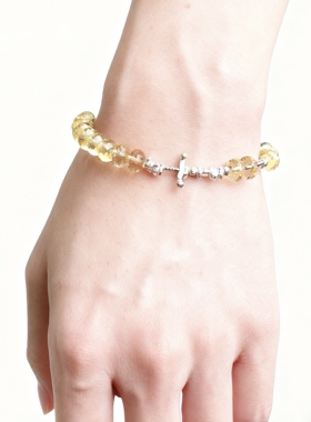 CHERIENIU原创s925银黄水晶刻面算盘招财纯银手串女轻奢礼物手链