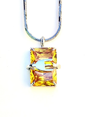 生日礼物 明星同款潮流珠宝金黄宝石男女嘻哈美式轻奢高级感项链