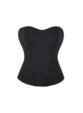 优雅弹力面料修身黑色简约拉链鱼骨胸衣束腰上衣
