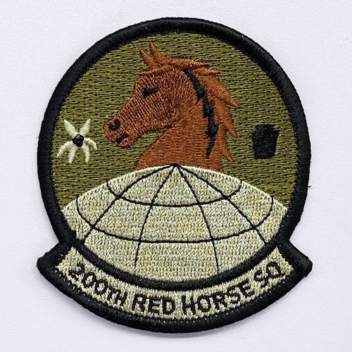 USAF美国空军第200红马中队工程兵刺绣章士气章臂章徽章背包布贴