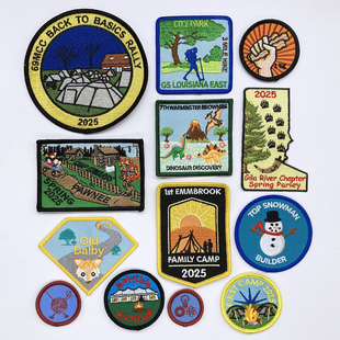 童军户外徒步登山露营山系复古刺绣章牛仔外套衣服帽背包布贴补丁