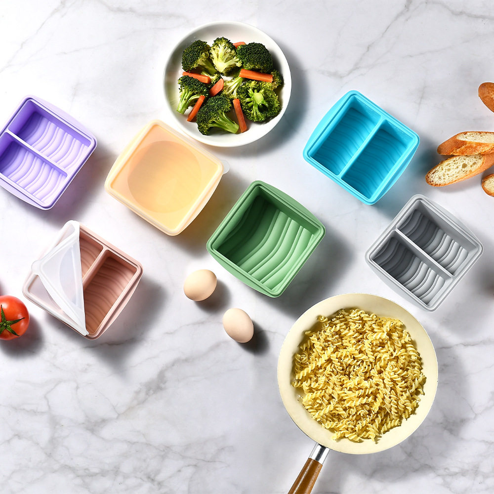 硅胶带盖食物收纳盒冰箱保鲜盒 面包蛋糕冰格模具家用午餐盒图片