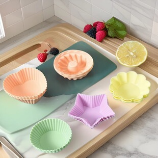 食品级硅胶蛋糕模具耐高温宝宝蒸糕模具圆形米发糕模具星星马芬杯