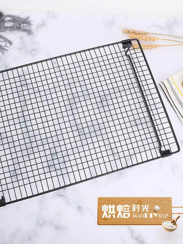 Foldable Notebook Grill Rack, Cake Cooling Rack, Bread and Mooncake Cooling Rack, Black Non-Stick Grill Net