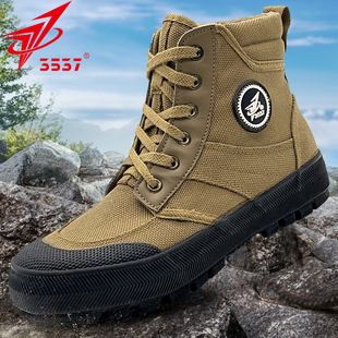 耐磨防滑帆布鞋 3537正品 女民工作训地劳保胶鞋 男高帮登山鞋 解放鞋