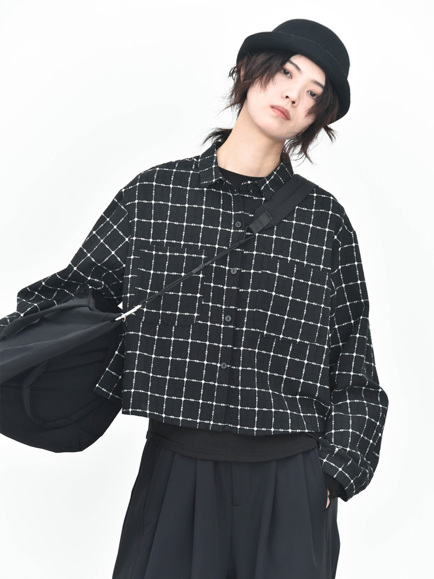 童颜阁秋冬文艺杂色双口袋格纹日系棉麻衬衫个性复古上衣通勤女装