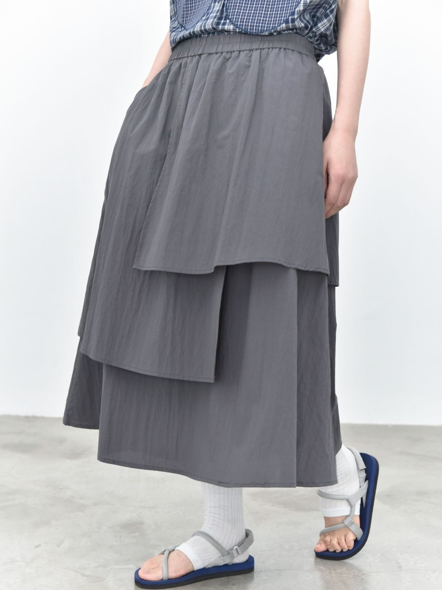 夏季新款个性多层次搭片拼接简约设计百搭半身裙中长款裙子长裙女