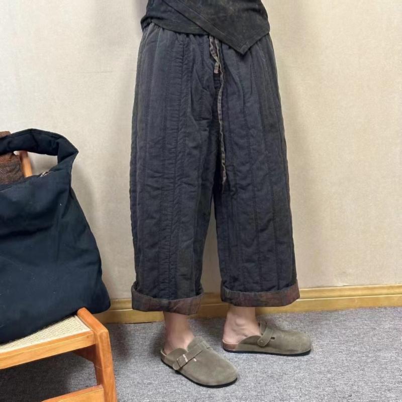 加厚松紧腰保暖刺绣女裤棉裤高端