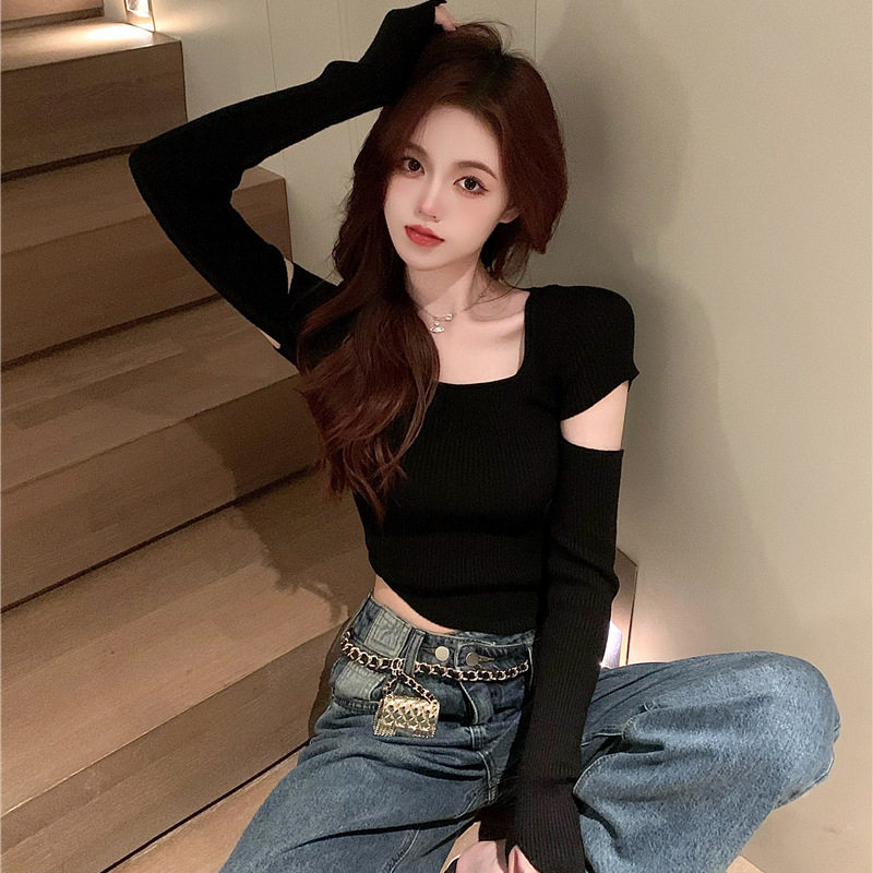 2026年新款纯欲针织衫女内搭修身显瘦打底衫设计感小众短款上衣