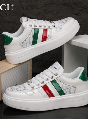 酷奇正品男2025春季新款品牌真皮皮面防水轻奢欧洲站运动小白鞋子