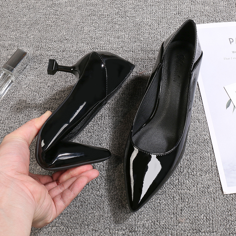 职业单鞋黑色工作鞋高跟鞋女细跟