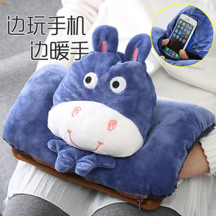 2025新款可玩手机充电式热水袋暖手宝毛绒可爱防爆正品暖水袋宝宝