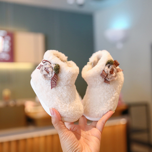 小步点女童棉鞋加绒加厚冬季软底女宝宝鞋子毛毛鞋保暖儿童雪地靴