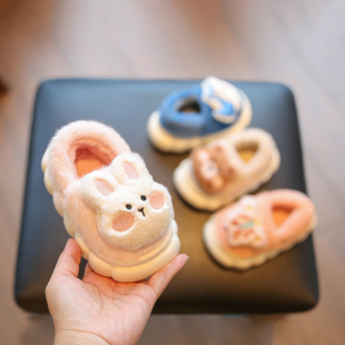 男童室内鞋 宝宝棉拖鞋 1一3岁女童卡通棉鞋 婴幼儿防滑家居鞋 子 冬季