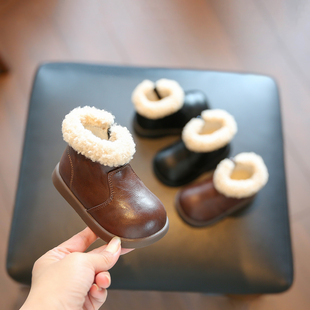 小步点宝宝冬鞋棉鞋加绒保暖鞋子婴儿软底学步鞋女童靴子雪地靴男