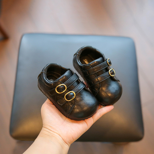 小步点女宝宝小皮鞋秋冬女宝学步鞋软底婴儿鞋子真皮复古男小童鞋