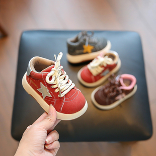 小步点女宝鞋子秋冬季男宝宝学步鞋婴儿软底鞋1一3岁儿童高帮板鞋