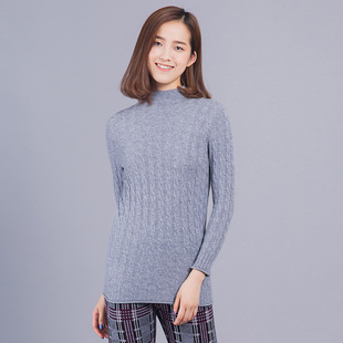 商场同款海尔曼斯半高领长袖山羊绒衫秋冬麻花小长款女装H261B72