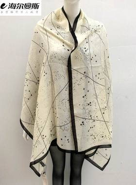 商场同款海尔曼斯F896D2WPJ保暖披肩纯羊毛印花围巾薄款百搭丝巾