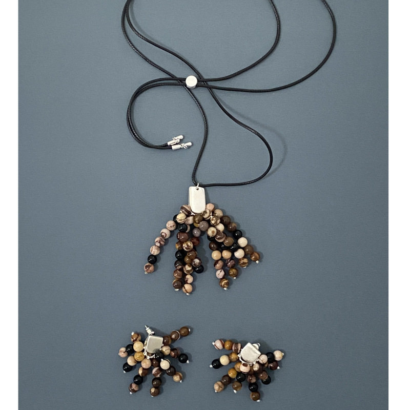 菩提石串珠流苏耳环项链时尚欧美高级感斑马石耳环可调节毛衣链女,珠宝/钻石/翡翠,耳饰,淘宝优惠券,粉丝福利购,淘宝优惠卷