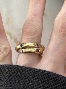 经典中古彩色宝石时髦气质戒指