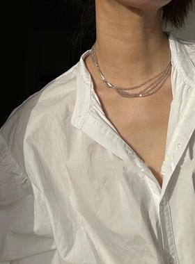 天然灰玛瑙多层锁骨链项链