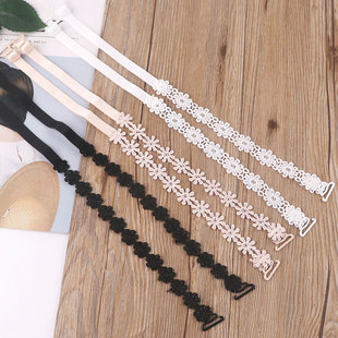 双肩镂空蕾丝花朵文胸带内衣带子隐形肩带女配件花边交叉美背挂脖