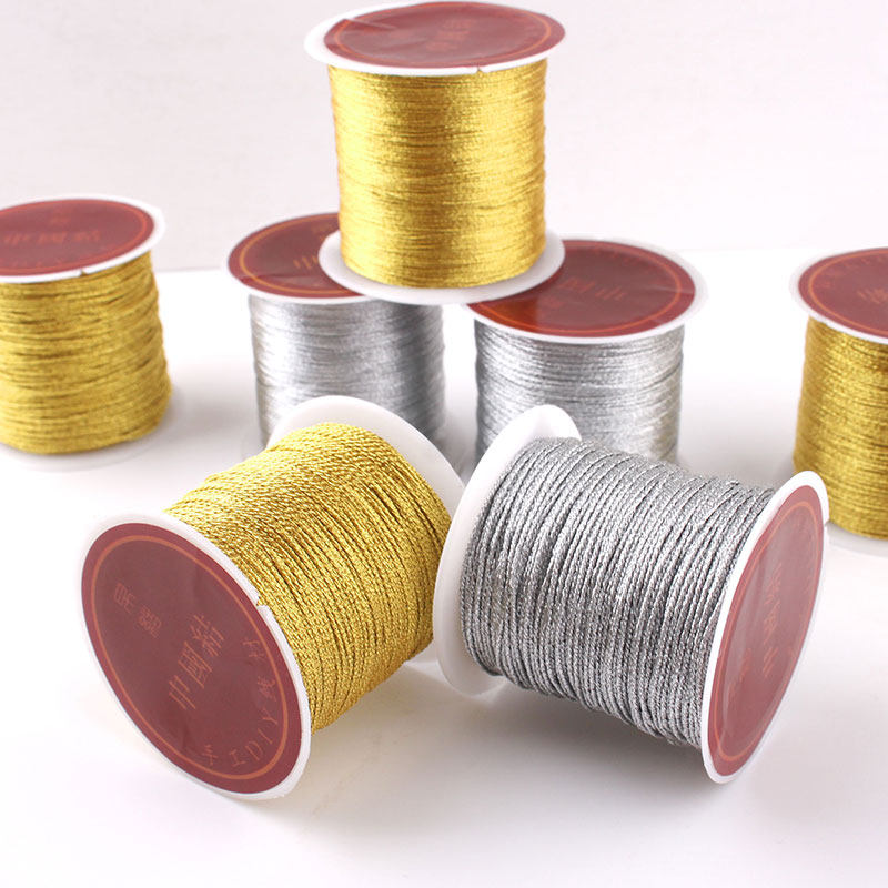 手工编织绳钩织72号玉线穿粗戒指12股线diy端午五彩串珠银金丝线