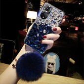 华为nova14奢华水钻手机壳荣耀500保护套全包Pura70软硅胶适用mate80pro女款 9se高档13防摔p60网红全包毛球新