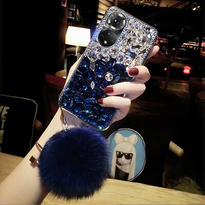 安琪美p50奢华满钻手机壳毛球