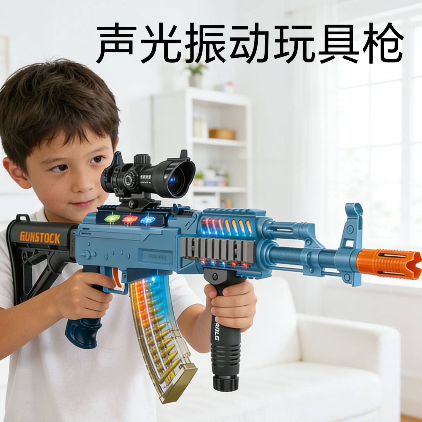 儿童声光M416玩具枪电动冲锋枪仿真3岁左轮手枪定时炸模型可冒烟