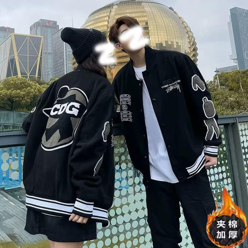 春秋美式嘻哈男女夹克情侣装棒球服复古刺绣百搭cleanfit痞帅外套