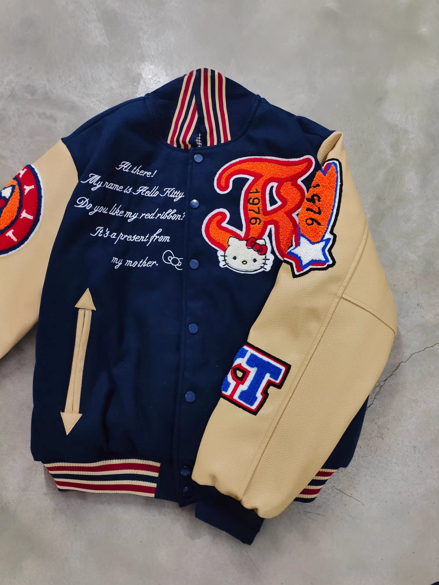 HelloKitty美式复古KT猫刺绣秋冬潮牌夹克棒球服男女重磅顶配外套,男装,夹克,淘宝优惠券,粉丝福利购,淘宝优惠卷