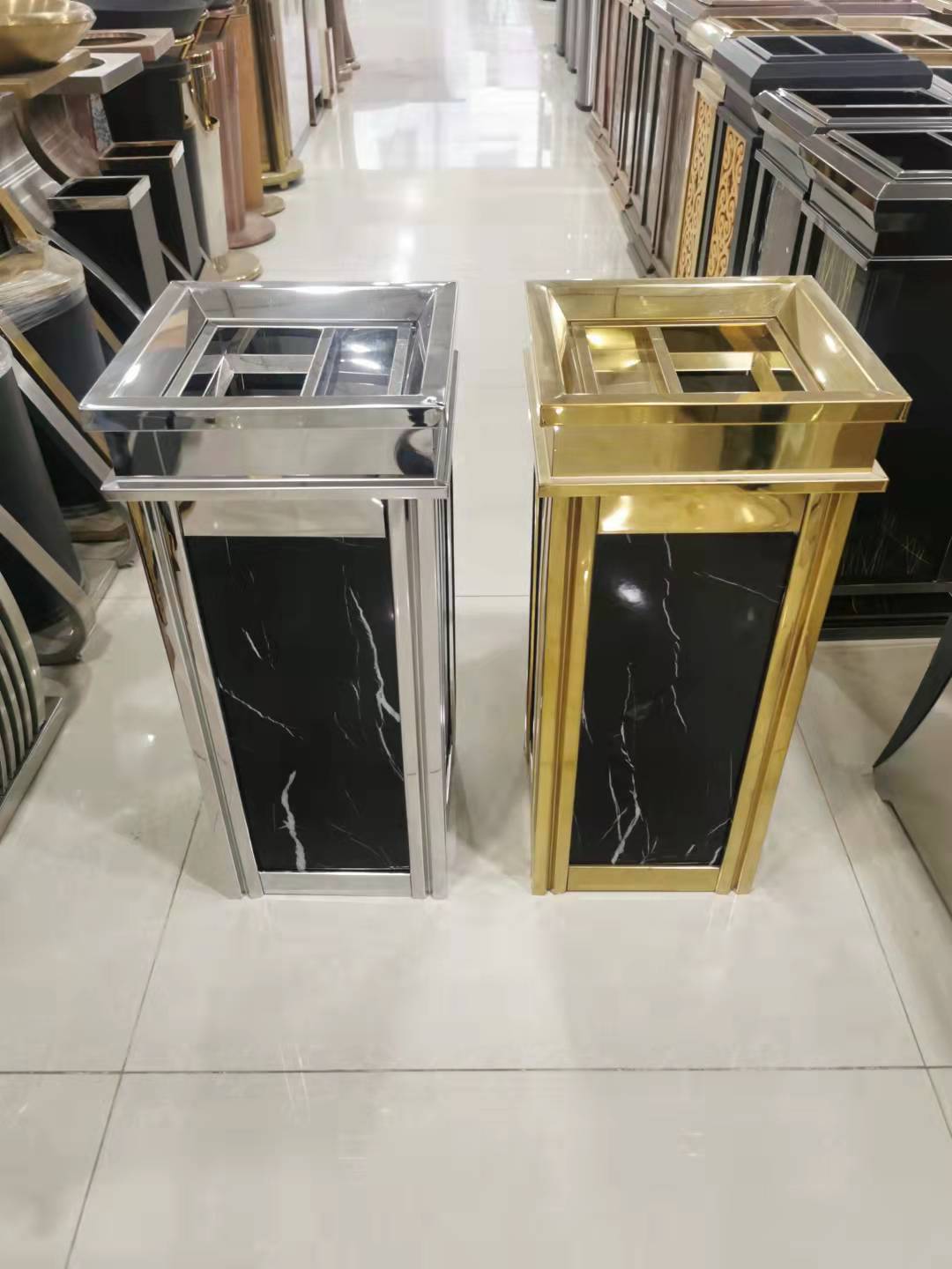 四菱角大理石座地烟灰桶垃圾桶果皮箱酒店垃圾桶室内垃圾桶大号