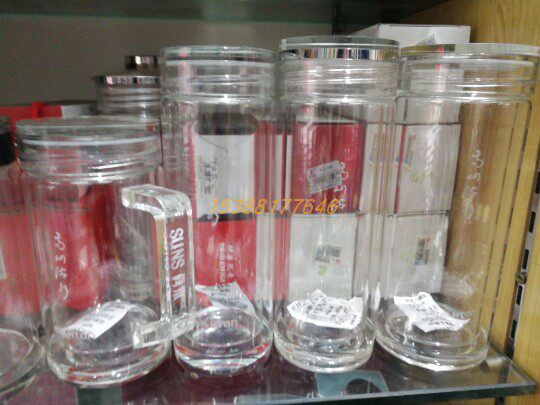 高山流水双层直筒礼品玻璃杯