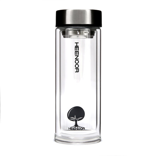 双层透明水晶带盖过滤网玻璃杯子