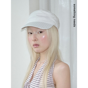 褶皱条纹马术帽复古高级感时髦薄款 鸭舌帽女 2026春夏新款 郑佰万