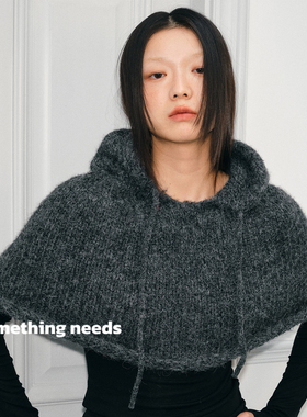 郑佰万 帽子披肩一体2025年秋冬保暖防风马海毛针织帽小斗篷外搭