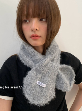 郑佰万 柔软纯色针织小围巾女2025冬季新款时髦保暖围脖包头护耳